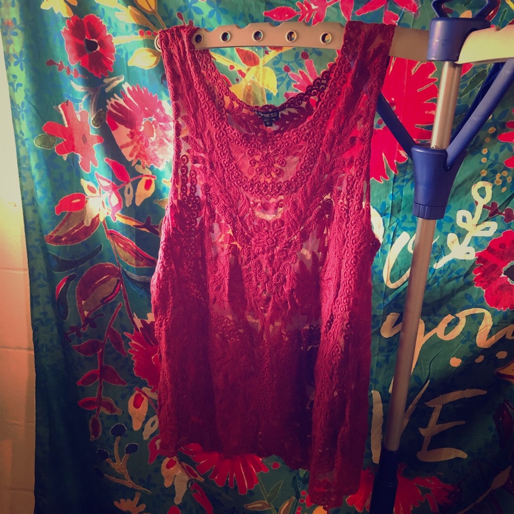 Lacy Maroon Express Tank